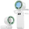Alutoria Mini Ventilatore Portatile, Ventilatore da Mano con 1-199 Velocità, Funzione di Raffreddamento, 5000mAh Ricaricabile via USB, Display LED, Tavolo e da Collo per i viaggi,il plein air,l'hogar(Bianco)
