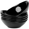 LaGlint Ciotoline da Dolce Set 6 Pezzi 370 ml 15 cm Vetro Opale Nero | Ciotole ovali per gelato, dessert, frutta e colazione, leggere, impilabili, microonde e lavastoviglie