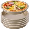 JEUIHAU 6 teglie da forno per pizza, antiaderenti, rotonde, da 15,2 cm, resistenti, in acciaio al carbonio, per cuocere la pizza e la cucina di casa (oro)