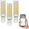 AEPOYU Lampadine LED G9 Dimmerabile, 3 Pezzi 7W G9 Lampadina Intelligenti Wi-Fi 2700K-6200K, Angolo di visione 360°, AC220-240V 350-500LM Senza Sfarfallio Equivalente 50W Alogena