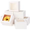 Cheriswelry 24 scatole quadrate per biscotti di carta bianca con finestra trasparente per panetteria, biscotti, torte, caramelle, bomboniere, 10 x 10 x 6,5 cm