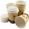 Zale Yardley Tazze da caffè usa e getta ondulate, 350 ml, con coperchio, per bevande calde e fredde, a tripla parete, riciclabili, a prova di perdite e inodore, per casa, bar, feste, uso esterno
