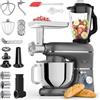 Fentic 6 in 1 Impastatrice Planetaria - 2000W - Con Tritacarne, Frullatore da 1,5L, Tagliaverure, Accessori Extra - Robot da Cucina con Ciotola 6.2L, Frusta, Gancio Impastare, Mescolatore (Antracite)