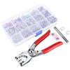 Qcwwy Occhielli, Chiusura a Scatto con Scatola Portaoggetti in Plastica Bottone a Pressione in Metallo Kit Bottoni a Punta in Pelle con Pinza a Pressione Manuale per Vestiti Giacche