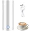 mizikuu Bollitore Elettrico da Viaggio, 400ml Bollitore da Viaggio Piccolo Elettrico 3 in 1 Mini Bollitore Portatile Spegnimento Automatico per Latte per Bambini,Tè, Caffè, Campeggio