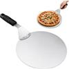 Brizuf Pala per pizza da 30 cm, rotonda, in acciaio inox, con manico in plastica, per pizza, torte e pane, utensile da cucina per forno e forno in pietra (argento 1)