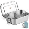 GOLDEN KEY Contenitore per il pranzo in acciaio inox per bambini, 800 ml, con scomparti e guarnizione, in acciaio inox, a prova di perdite, per adulti e bambini, lavabile in lavastoviglie, in viaggio
