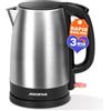 Aigostar Milo - Bollitore Acqua Elettrico 2200W, Capacità 1,7L, Bollitori In Acciaio Inox spazzolato, Senza BPA con Spegnimento Automatico e Protezione da Bollitura a Secco, Filtro Anticalcare, Nero