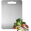 YIJUNSTORE Tagliere in Acciaio Inox 304 di Prima Qualità, Doppio Lato per Alimenti, Tagliere inTitanio, Adatto Anche Come Taglierina per Pasta, da Forno, da Cucina,34 x 23 cm
