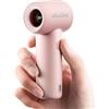 WHATOOK Mini Ventilatore Portatile Ricaricabile, 5 Velocità, LED, Rosa | Mini ventilatore da 140 g con 5 velocità, flusso fino a 9,9 m/s, display LED, autonomia fino a 9 ore e ricarica USB-C