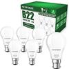 Venforze Lampadine a baionetta, 9 W (equivalenti a 60 W) 6000 K bianco freddo B22, lampadine a baionetta 940LM A60, lampadine a risparmio energetico BC GLS, non dimmerabili, confezione da 6 [classe