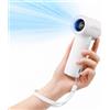 WHATOOK Mini Ventilatore Portatile Ricaricabile, 5 Velocità, LED, Bianco | Mini ventilatore da 140 g con 5 velocità, flusso fino a 9,9 m/s, display LED, autonomia fino a 9 ore e ricarica USB-C