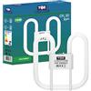TBE Lighting Lampade a risparmio energetico CFL da 16 W, 2D a 2 pin, lampadine fluorescenti DD, accessori di base GR8 a 2 pin, lampada a lunga durata, luce diurna bianca 6500 K (unità singola)