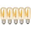 WULUN 5-Pack T45 LED Edison lampadina 6W 600 LM 2700K luce calda 60W sostituzione incandescente, E27 vite LED lampadina decorativa T45 vetro ambrato, non dimmerabile