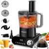 KICHOT Robot da Cucina & Tritatore, 2.5L Food Processor 1500W con Grande tubo di Alimentazione - Cremazione di Ghiaccio, Macinazione, Spremiagrumi, Grattugio, Taglio & Preparazione di paste, Nero