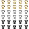 QUARKZMAN 30Pz Borchie a Forma Cuore Metallo 10mm Borchie Decorative a Forma Cuore con Vite Posteriore per Borse Pelle Cinture Abbigliamento Scarpe Borsa Forniture, Oro/Nero/Argento