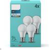 Generico Confezione da 4 Lampadine, Goccia A60, Attacco E27, 10W (equivalenti a 75W), 1055 Lumen, Luce Bianca Naturale (Cool White) 4000K, Non Dimmerabile [Classe F]