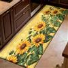 Generic Giallo Tappeto cucina lungo 50 x 130 cm foglie verdi di girasole Runner antiscivolo, lavabile, passatoia per corridoio, ingresso e soggiorno