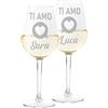 Colorfamily Coppia Calici Personalizzati Set da 2 calici vino personalizzati con nome Ti Amo - bicchiere in vetro 500 ml
