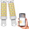 AEPOYU Lampadine LED G9 Dimmerabile, 2 Pezzi 7W G9 Lampadina Intelligenti Wi-Fi 2700K-6200K, Angolo di visione 360°, AC220-240V 350-500LM Senza Sfarfallio Equivalente 50W Alogena