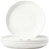 LIVELYPET Set di 4 piatti in plastica riutilizzabili, 23 cm, infrangibili, piatti da campeggio leggeri per picnic, insalata, pasta, feste, casa, ufficio, lavastoviglie e microonde (bianco)