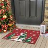 CAROMIO Zerbino natalizio con Babbo Natale, ingresso esterno, albero di Natale rosso, tappetino di benvenuto per porta d'ingresso, tappetino natalizio per interni, zerbino antiscivolo, per interni o