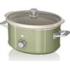 Swan Retro SF17021GNEU Slow Cooker 3,5L Contenitore di Cottura rimovibile, Ceramic Non-Stick PFOA & PTFE Free, 3 Livelli di Temperatura, Coperchio di Vetro, Design Vintage, Verde, 200W