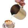 HERCHR Lattiera in Acciaio Inox con Manico,Oro Brocca di Latte,350 ml Tazza Cappuccino Bollitore Latte,Bricco da Latte Caraffe per Frullini Montalatte Tazza di Latte Art con Visualizzazione della Scala