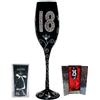 Framan Calice Champagne 18 Anni Nero con Numero Decorato con Brillantini, Bicchiere da Spumante, Idea Regalo Originale Compleanno 18 Anni Donna Uomo