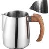 Jamotolly Brocca per latte per macchina da caffè, in acciaio inox 304, brocca per schiumare il latte, bricchetto latte, brocca fumante per barista, cappuccino, espresso (600 ml)