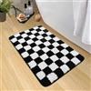 Sivilife - Tappeto da bagno a scacchi bianco e nero, morbido, antiscivolo, tappetino da bagno assorbente lavabile in lavatrice, tappetino in microfibra soffice per doccia, lavandino, vasca, 45,7 cm x