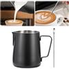 Generic Brocca schiumalatte da 350 ml/600 ml, in acciaio inox, per latte/caffè/cappuccino/latte art barista con penna artistica (nero, 600 ml)
