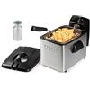 DOMO Friggitrice per zone fredde, coperchio in acciaio inox con filtro e finestra, 3000 Watt, 4 litri