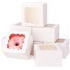 Cheriswelry 24 scatole bianche per imballaggio da forno, scatole quadrate di carta per biscotti con finestra trasparente per panetteria, biscotti, torte, caramelle, bomboniere, 10 x 10 x 6,5 cm