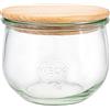 Weck Bicchieri a forma di tulipano, #744 (6 pezzi, contenuto 500 ml, barattolo con coperchio in legno + guarnizione in silicone, per pasta, spezie, cereali) 79199