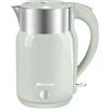 Navie Mobi Bollitore Acqua Elettrico,1.8 Litri e 2200W Bollitura Rapida,Bollitore Acciaio Inox Senza BPA,Spegnimento Automatico,Protezione a Secco,Doppia Parete,Senza Fili,Indicatore LED,Verde