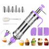 FARYODI Set di siringhe per guarnizione, in acciaio inox, 400 ml, siringa per torte con beccucci riutilizzabili, siringa per panna per torte, torte, cupcake, pasticceria e decorazioni da dessert, ricambio per
