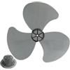 RANRAO Ventola in plastica per uso domestico, a tre foglie, con copertura per dado, 40,6 cm, per piedistallo, foglie di ricambio per ventola in plastica (nero)