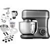 MEDION Robot da cucina con tritacarne, mixer 4 in 1 - Titanio | Ciotola per gelato, 1200 W, grattugia, affetta, taglia, impastatrice, macchina per impasti, MD18440