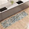 NARCISO Tappeto Cucina Antiscivolo Lavabile 100% Vinile Gommato Antimacchia, Passatoia Cucina Antiscivolo Lavabile, Tappeti Runner Disponibili in Varie Metrature (Flower Tiles Azzurro, 52x280cm)