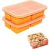 Bcuuozeeing 2 contenitori per il congelamento della zuppa, in silicone con coperchio, 4 fori, contenitore per alimenti, stampo per cubetti di ghiaccio extra grande per zuppa, brodo, salsa, cubetti di