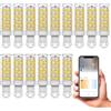 AEPOYU Lampadine LED G9 Dimmerabile, 15 Pezzi 7W G9 Lampadina Intelligenti Wi-Fi 2700K-6200K, Angolo di visione 360°, AC220-240V 350-500LM Senza Sfarfallio Equivalente 50W Alogena
