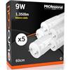 Eurocali 5x Tubo LED T8 9w 60cm Alta Luminosità 1350 lumen Fascio Luminoso 320° - Luce Bianco Caldo 3000K - Sostituzione Neon