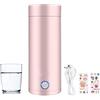Hitopin 400ml Bollitore Elettrico, Bollitore Elettrico Portatile, Bollitore da Viaggio, Bollitore da Viaggio in Acciaio Inox, Invia 2PCS Adesivi, per La Preparazione di Latte, Caffè e Tè (Rosa)