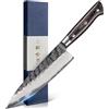 kanngou Coltello da cucina giapponese, 20 cm, nero forgiato con acciaio inox AUS-8 e manico Full Tang Pakkawood, coltello da chef con scatola premium