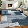 Puremy Tappeto moderno, lavabile, a pelo basso, antiscivolo, motivo geometrico, a quadri, per camera da letto, sala da pranzo, ufficio e bambini, 140 x 200 cm, grigio e blu