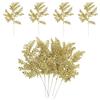 PATIKIL 10 Pollici 10 Pz Aghi di Pino Artificiali Steli di Pino Spruzzi Oro | Glitterati, Rami di Natale Finti, Foglie di Ramo Floreale, Finto Picks di Cedro, per Albero Bouquet