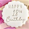 Bake Box Boutique Stampino per biscotti con scritta Happy 18th Birthday, adatto per biscotti M & S, ideale per glassa fondente, diciotto anni, 18 anni, riutilizzabile, segni e spencer, per bomboniere, taglierina