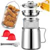 LLELEMAMO Mini Friggitrice in Acciaio Inox 304 con Cestello, Pentola Filtro Olio 2L Induzione, Contenitore Grasso Bacon e Patatine, Pentolino per Friggere Cucina e Campeggio (1.5L)