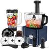 SNDOAS Robot da Cucina Multifunzione, 1100 W Frullatore Tritatutto Multifunzione, Ciotola 3,2 L, Frullatore da 1,5 L, Macinacaffè, Frusta, Blu Scuro